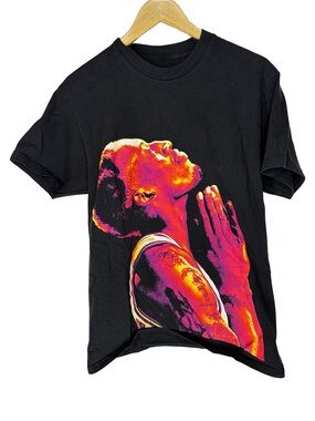 Rodman apparel dennis Rodman Graphic Prayer Pose Black Tee with Neon Portrait m.